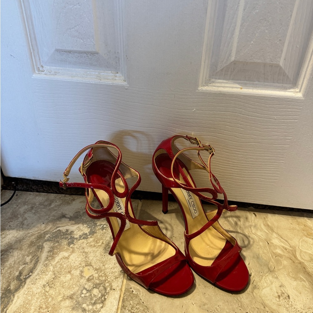 Jimmy Choo Red Strappy Heels